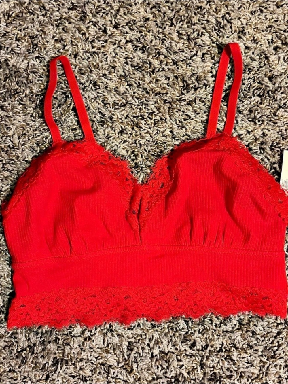 aerie Ribbed Lace Bralette Red US Sz S